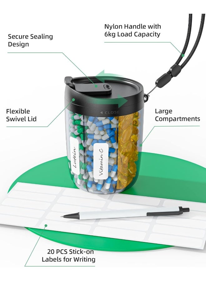 PULIV Large Supplement Organizer Bottle, Holds Plenty Of Vitamins In 1 Monthly Pill Dispenser With Anti-Mixing And Wide Openings Design, Easy To Retrieve Meds, Includes 20 Pcs Stick-On Labels - Image 5
